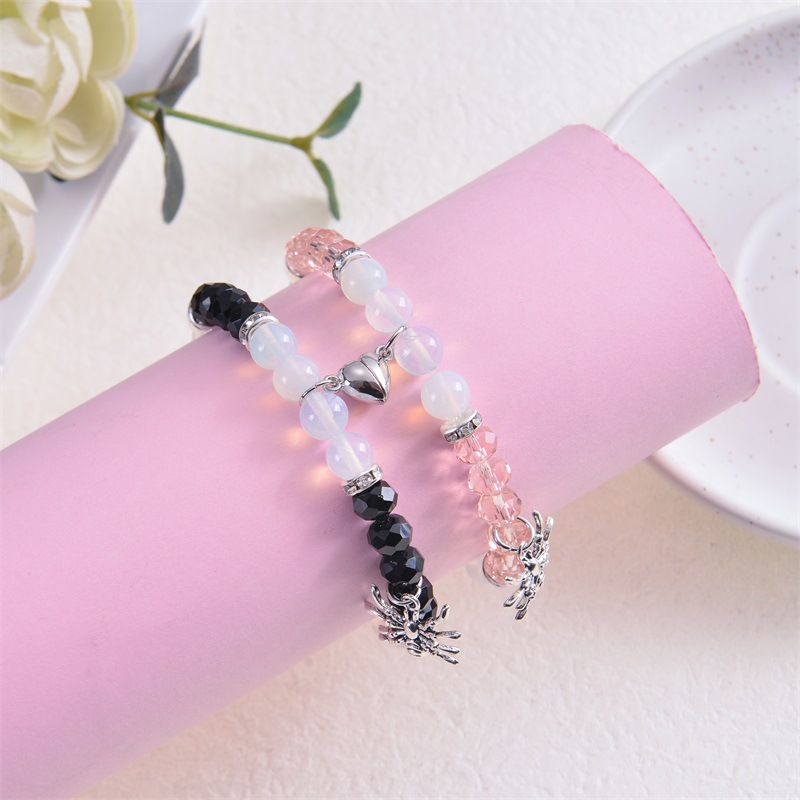 Classic Style Spider Artificial Crystal Agate Metal Beaded Handmade Couple Bracelets display picture 4