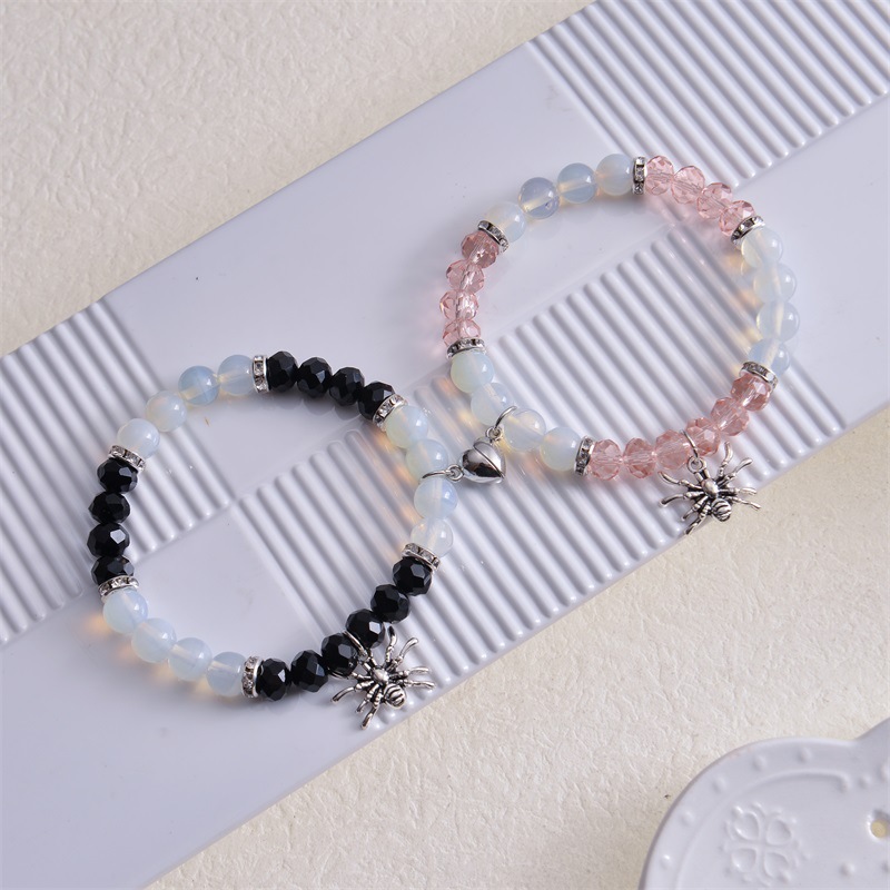Classic Style Spider Artificial Crystal Agate Metal Beaded Handmade Couple Bracelets display picture 5