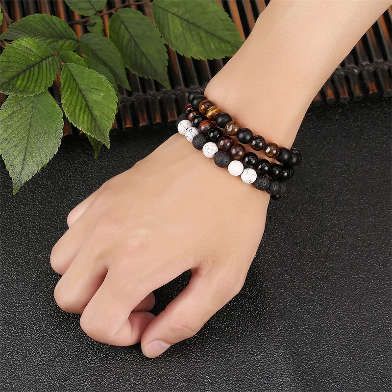 Classic Style Round Natural Stone Beaded Bracelets display picture 2