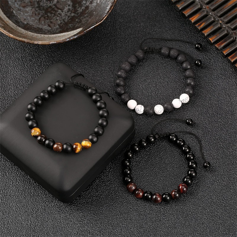 Classic Style Round Natural Stone Beaded Bracelets display picture 4