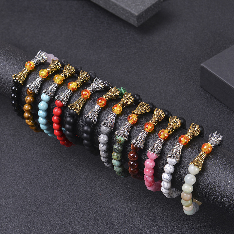 Classic Style Round Natural Stone Beaded Bracelets display picture 1