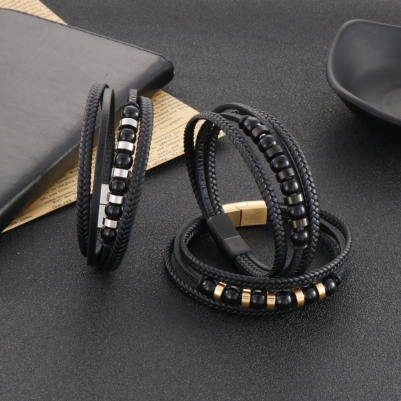 Retro Solid Color Titanium Steel Braid Men's Bracelets display picture 1
