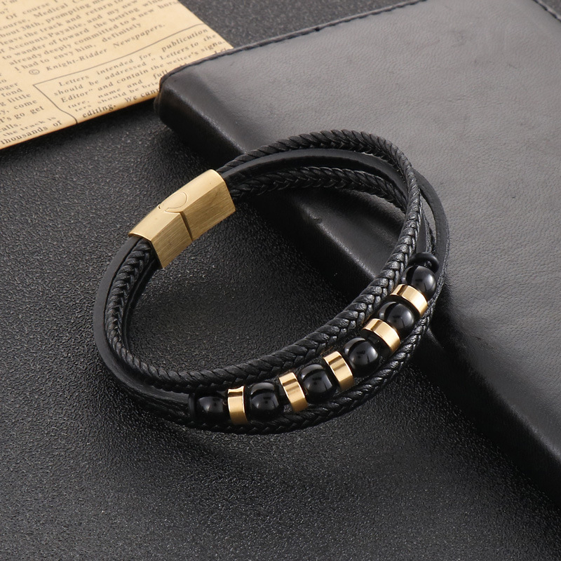 Retro Solid Color Titanium Steel Braid Men's Bracelets display picture 2