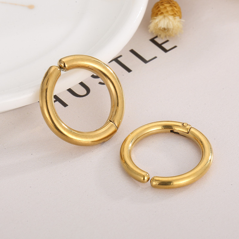 1 Pair Simple Style Solid Color Plating Stainless Steel Gold Plated Earrings display picture 2
