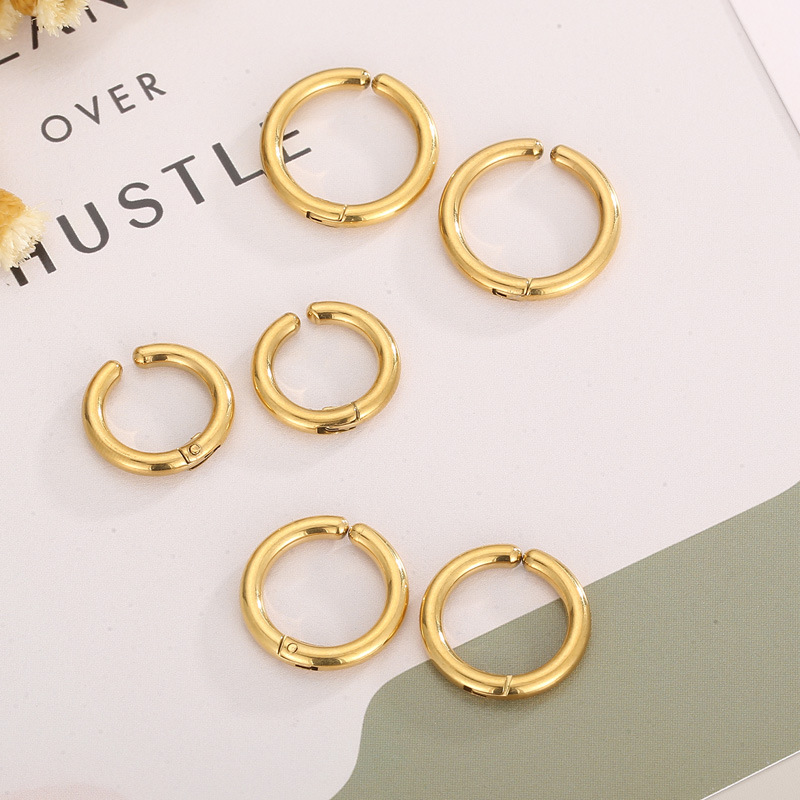 1 Pair Simple Style Solid Color Plating Stainless Steel Gold Plated Earrings display picture 4