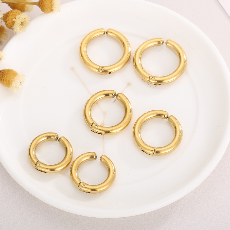 1 Pair Simple Style Solid Color Plating Stainless Steel Gold Plated Earrings display picture 5