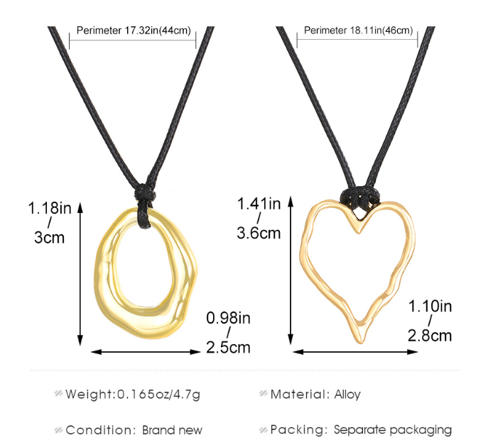Ig Style Simple Style Classic Style Circle Heart Shape Alloy Leather Rope Polishing Women's Pendant Necklace display picture 1