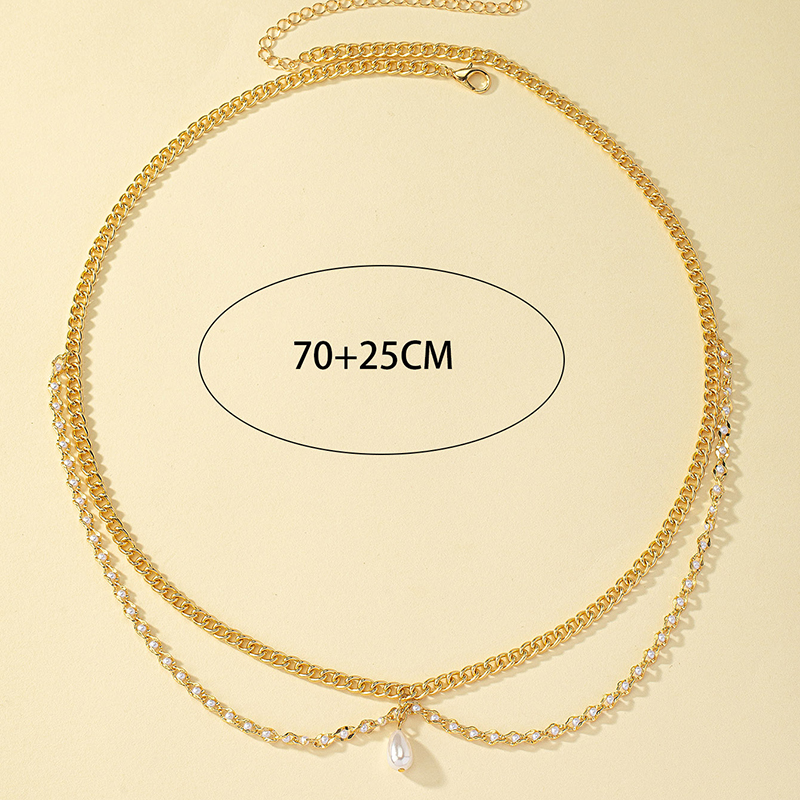 Glam Solid Color Alloy Plating Inlay Rhinestones 14k Gold Plated Women's Waist Chain display picture 3