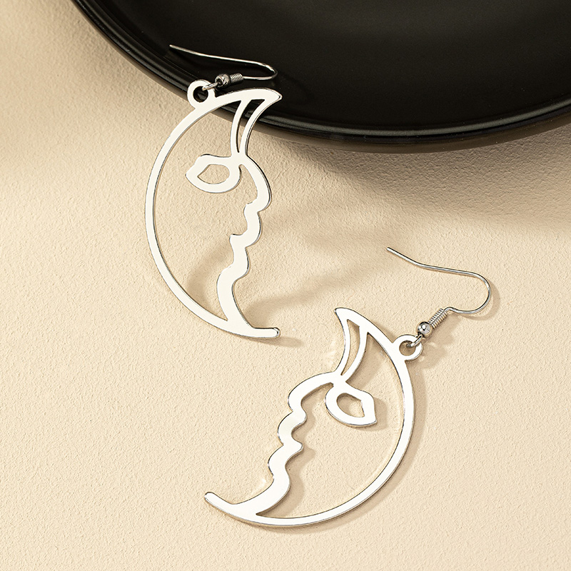 1 Pair Retro Funny Human Face Plating Alloy Gold Plated Drop Earrings display picture 1