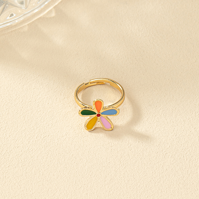 Retro Simple Style Flower Gold Plated Alloy Wholesale Rings display picture 4