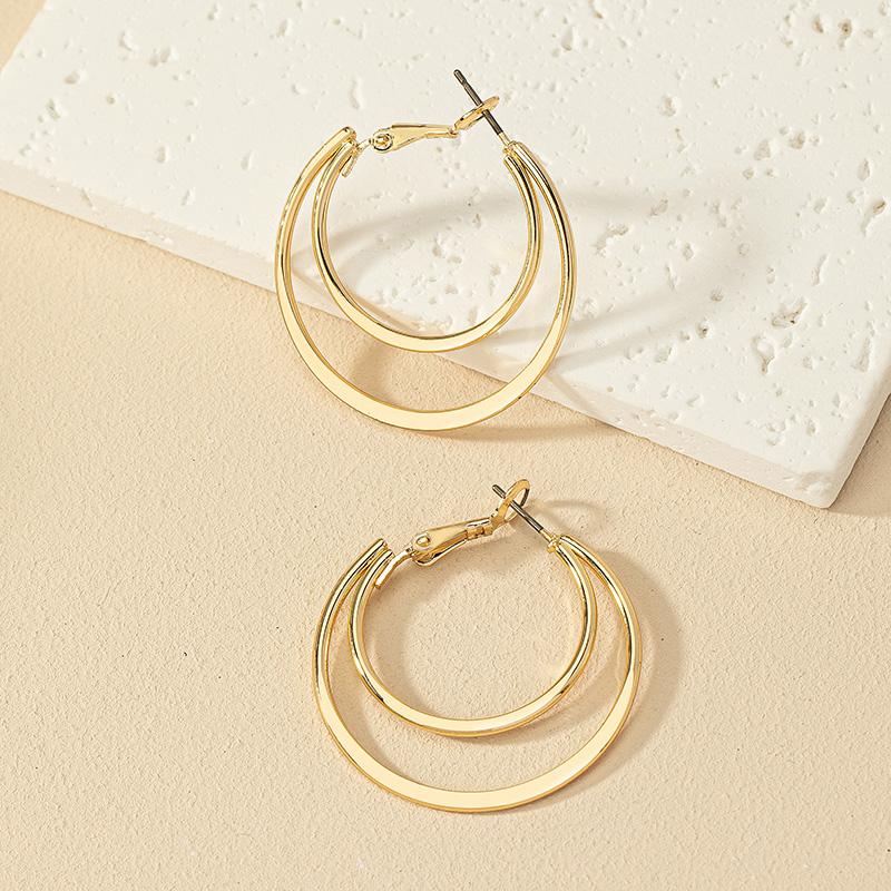 1 Pair Simple Style Commute Circle Plating Alloy Gold Plated Earrings display picture 2
