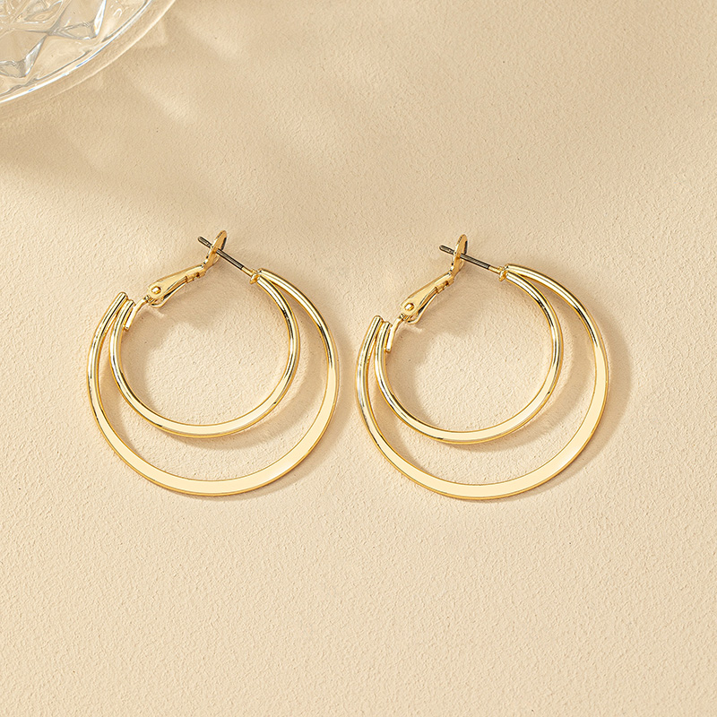 1 Pair Simple Style Commute Circle Plating Alloy Gold Plated Earrings display picture 5