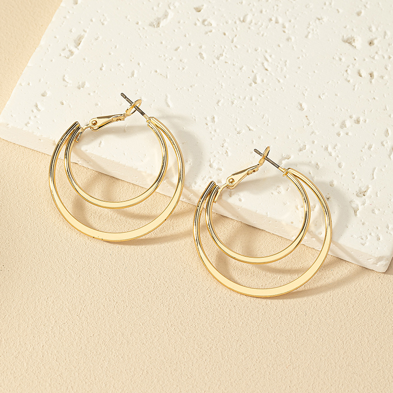 1 Pair Simple Style Commute Circle Plating Alloy Gold Plated Earrings display picture 3