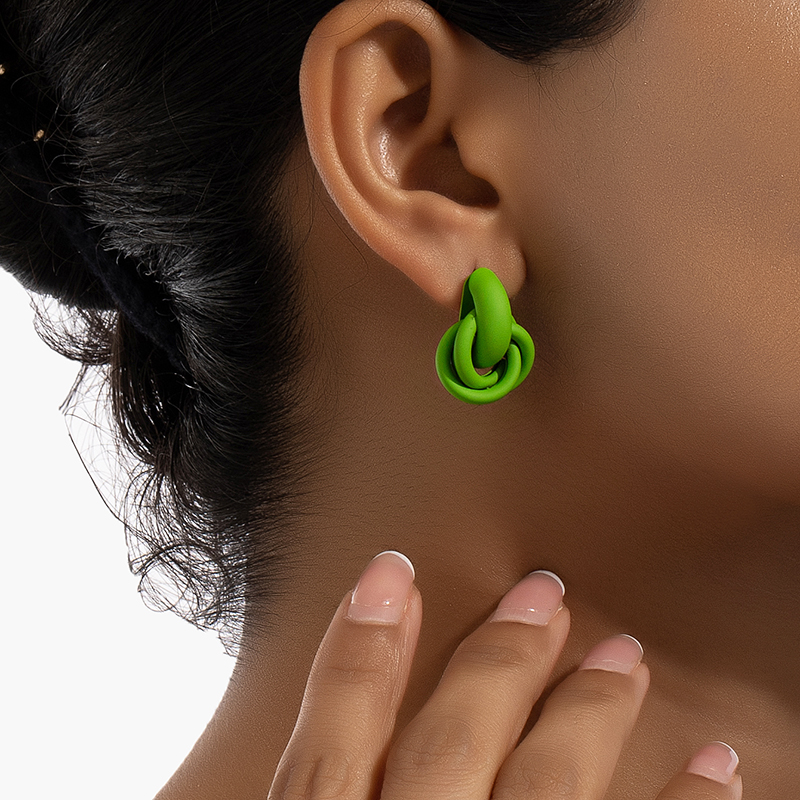 1 Paire Style Simple Commuer Bloc De Couleur Placage Alliage Plaqué Or Boucles D'oreilles display picture 9