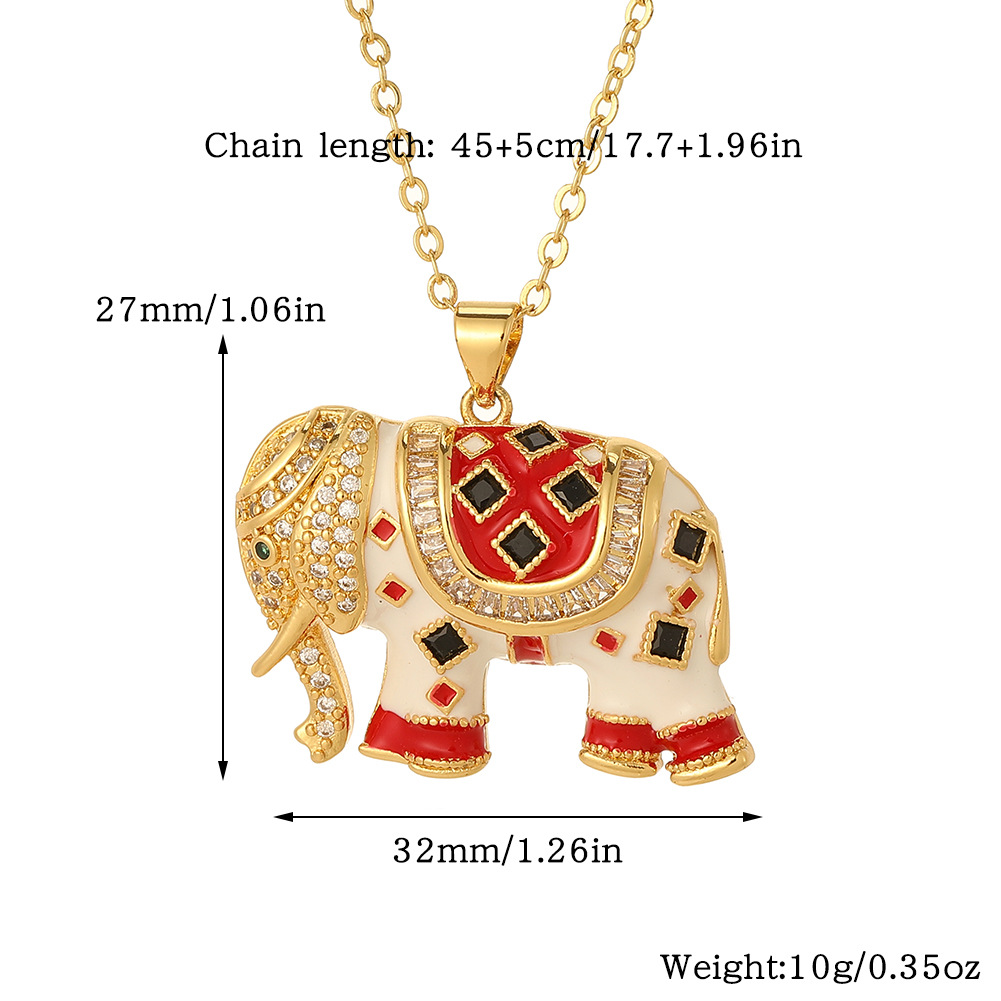 Classic Style Elephant Copper Plating Gold Plated Pendant Necklace display picture 1