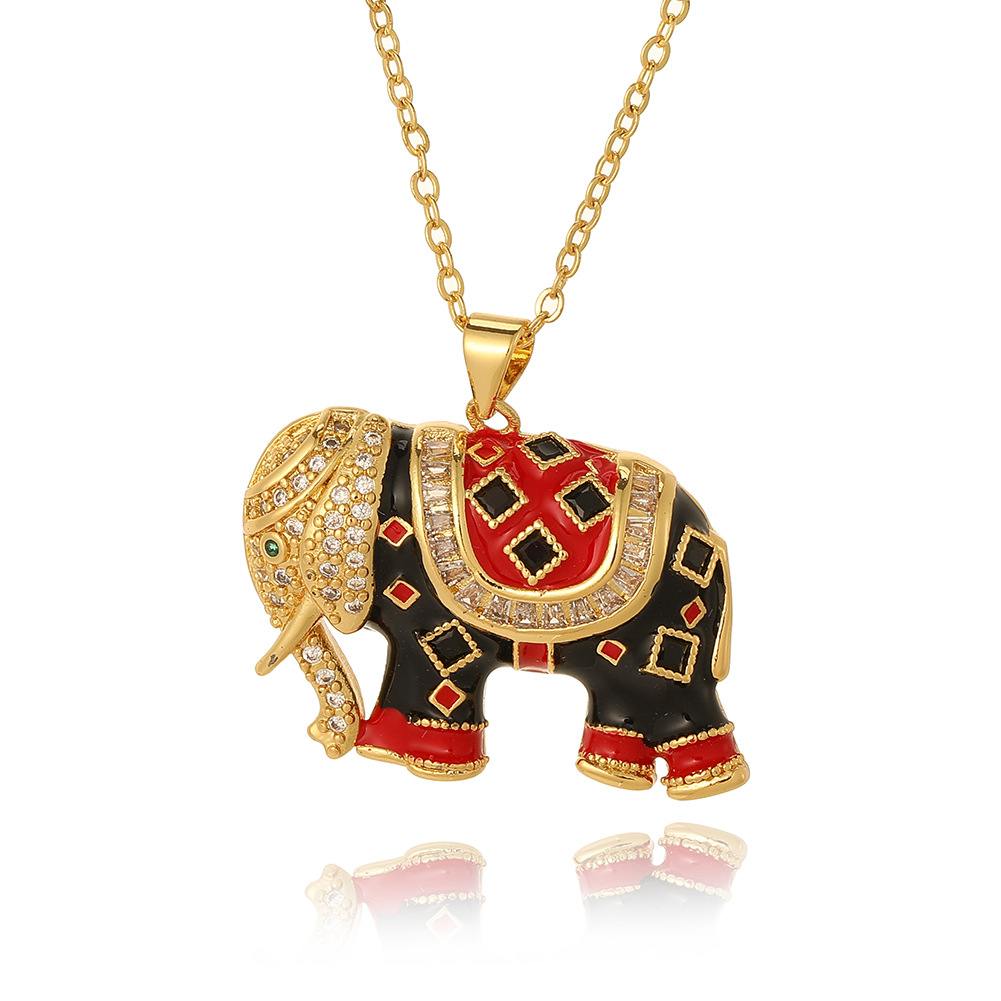 Classic Style Elephant Copper Plating Gold Plated Pendant Necklace display picture 6