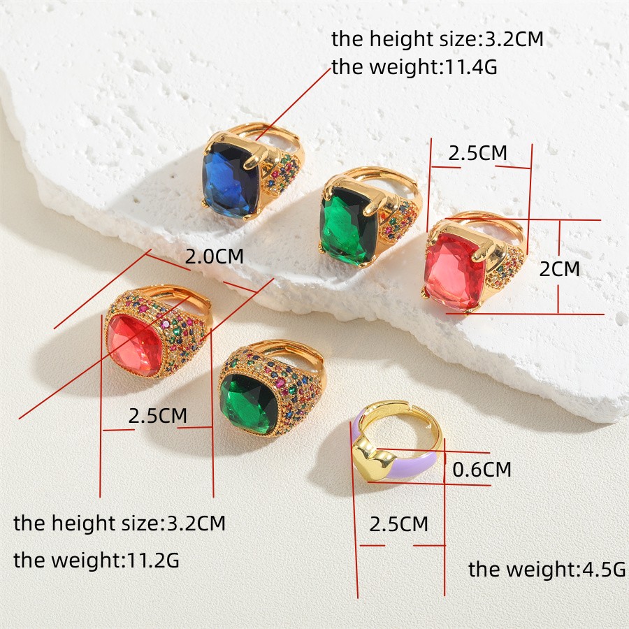 Elegant Classical Vintage Style Geometric Copper Plating Inlay Zircon 14k Gold Plated Open Rings display picture 6
