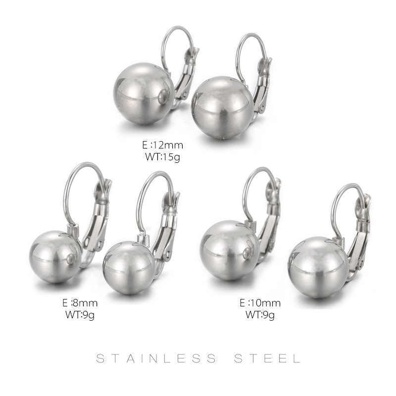 1 Pair Simple Style Ball Plating Titanium Steel Gold Plated Silver Plated Drop Earrings display picture 1