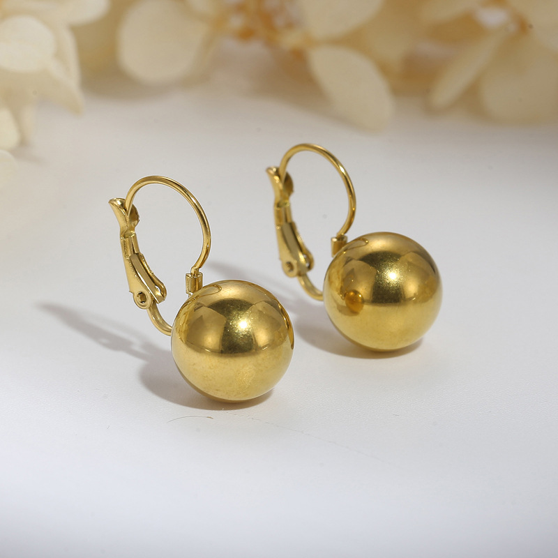 1 Pair Simple Style Ball Plating Titanium Steel Gold Plated Silver Plated Drop Earrings display picture 2