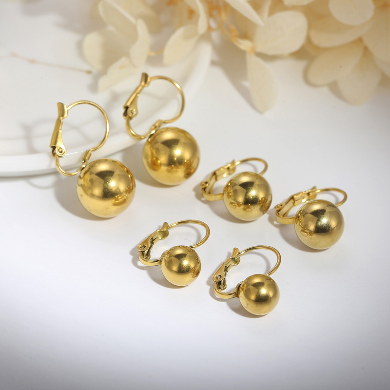 1 Pair Simple Style Ball Plating Titanium Steel Gold Plated Silver Plated Drop Earrings display picture 5