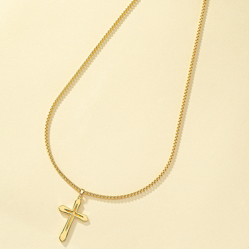 Simple Style Commute Cross Alloy Plating 14k Gold Plated Unisex Pendant Necklace display picture 3