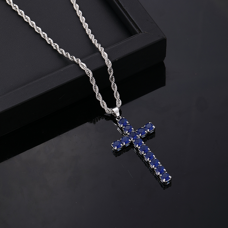 Wholesale Hip-Hop Vintage Style Simple Style Cross 304 Stainless Steel Copper Plating Inlay Zircon Pendant Necklace display picture 4