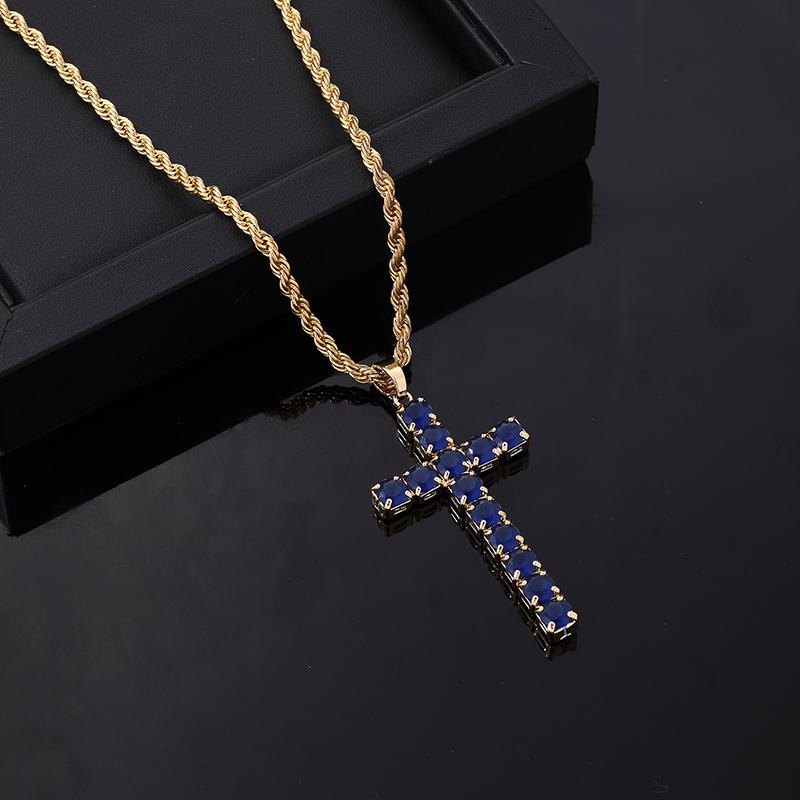 Wholesale Hip-Hop Vintage Style Simple Style Cross 304 Stainless Steel Copper Plating Inlay Zircon Pendant Necklace display picture 3