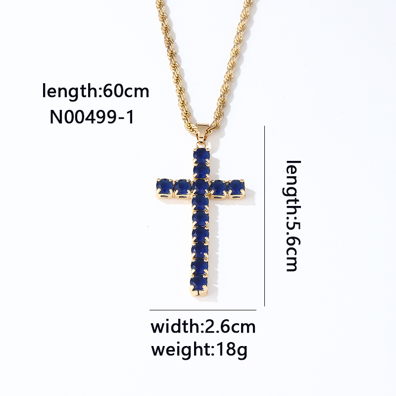 Wholesale Hip-Hop Vintage Style Simple Style Cross 304 Stainless Steel Copper Plating Inlay Zircon Pendant Necklace display picture 7
