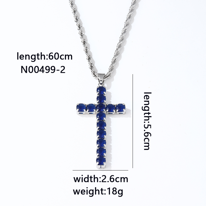 Wholesale Hip-Hop Vintage Style Simple Style Cross 304 Stainless Steel Copper Plating Inlay Zircon Pendant Necklace display picture 8