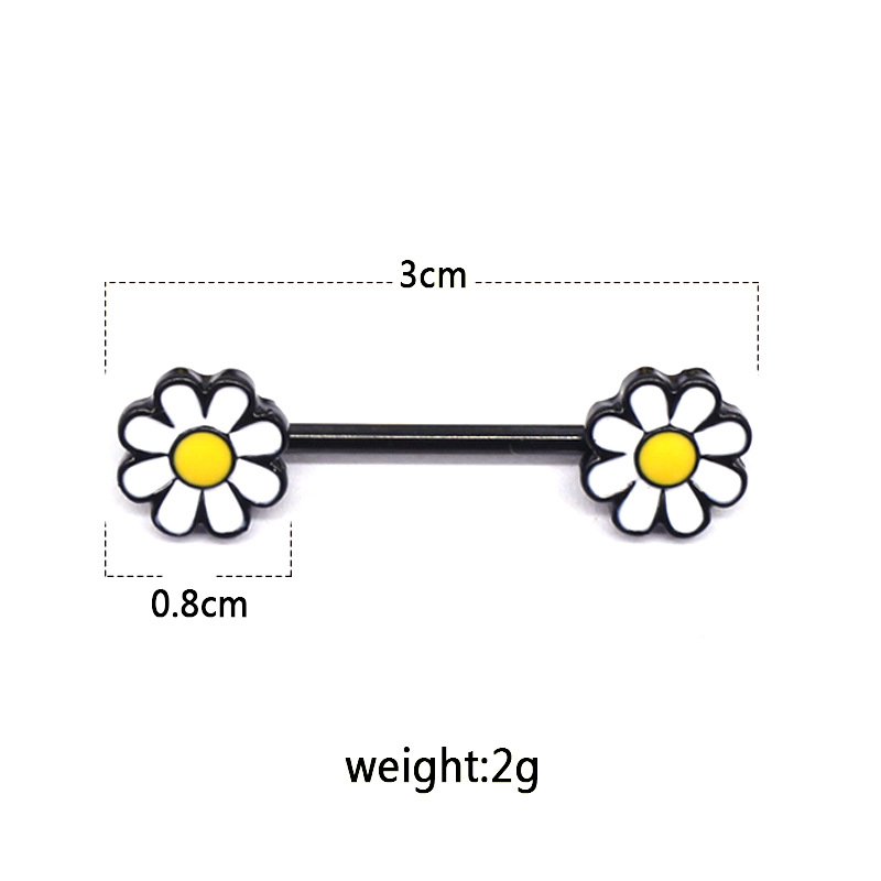 Simple Style Commute Floral Stainless Steel Alloy Epoxy Alloy Titanium Steel Nipple Ring display picture 1