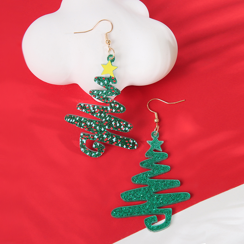 1 Pair Christmas Streetwear Santa Claus Snowflake Elk Arylic Wood Drop Earrings Earrings Ear Studs display picture 4
