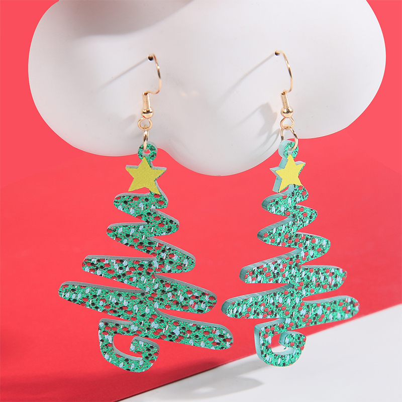 1 Pair Christmas Streetwear Santa Claus Snowflake Elk Arylic Wood Drop Earrings Earrings Ear Studs display picture 3