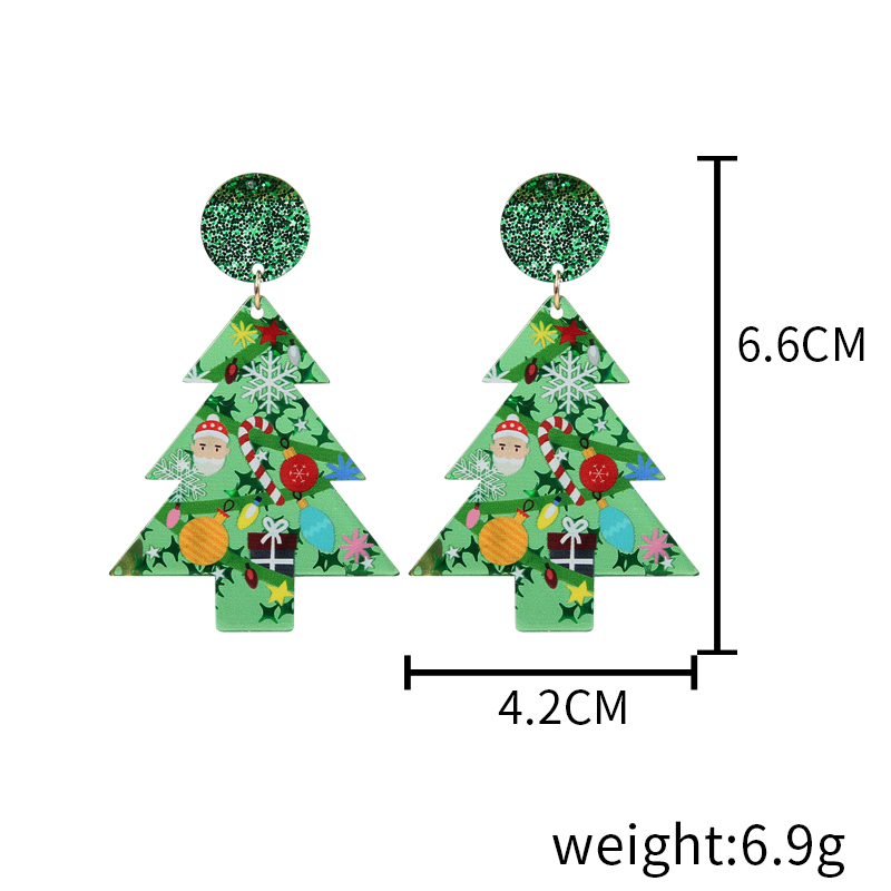 1 Paar Weihnachten Strassenmode Weihnachtsmann Schneeflocke Elch Aryl Holz Tropfenohrringe Ohrringe Ohrstecker display picture 6