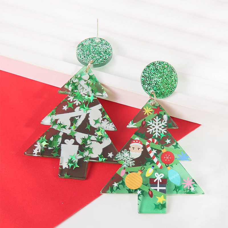 1 Pair Christmas Streetwear Santa Claus Snowflake Elk Arylic Wood Drop Earrings Earrings Ear Studs display picture 9