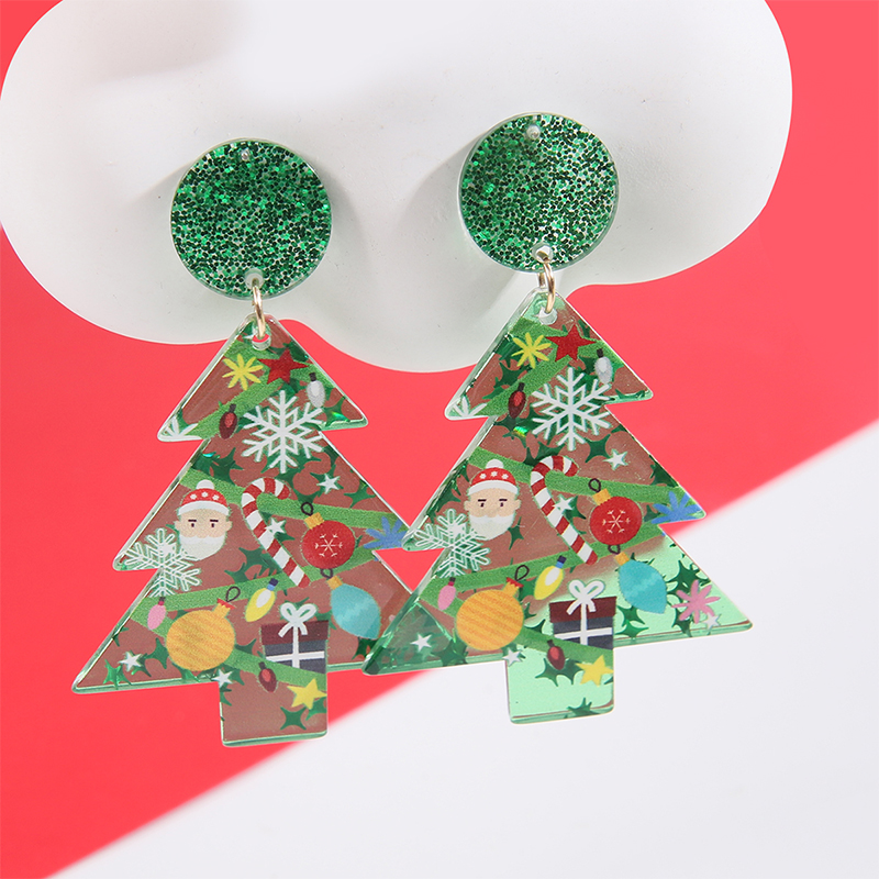 1 Pair Christmas Streetwear Santa Claus Snowflake Elk Arylic Wood Drop Earrings Earrings Ear Studs display picture 8