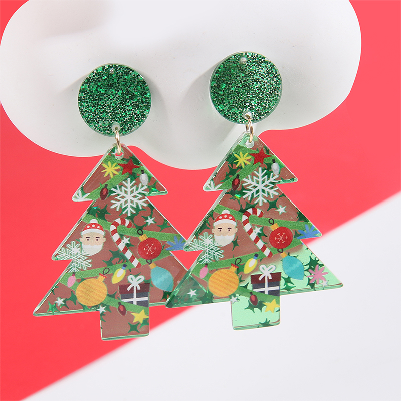 1 Par Navidad Ropa De Calle Papá Noel Copo De Nieve Alce Arílico Madera Pendientes De Gota Aretes Pendientes display picture 8