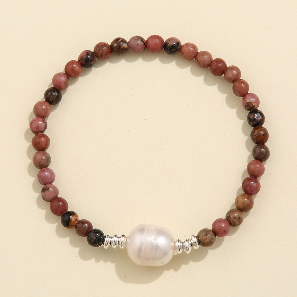 Vintage Style Solid Color Natural Stone Freshwater Pearl Copper Bracelets display picture 4