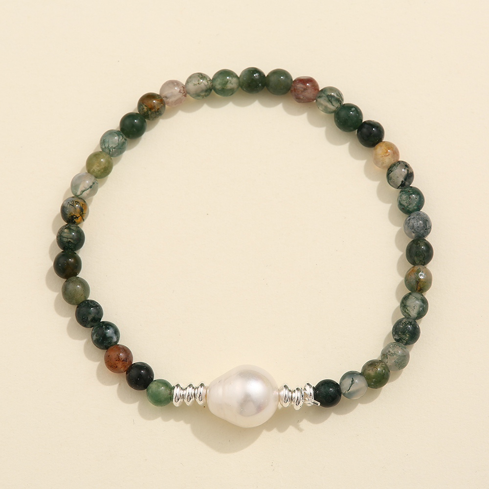 Vintage Style Solid Color Natural Stone Freshwater Pearl Copper Bracelets display picture 7