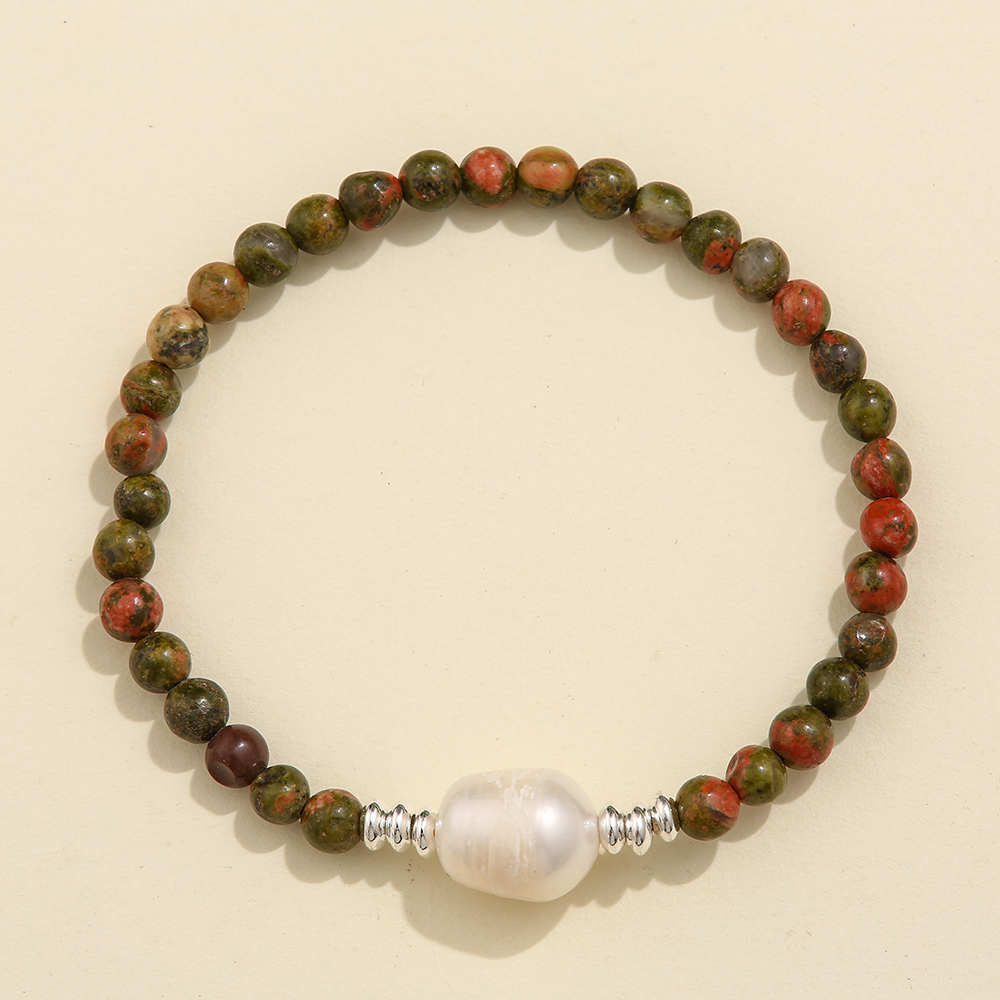 Vintage Style Solid Color Natural Stone Freshwater Pearl Copper Bracelets display picture 6