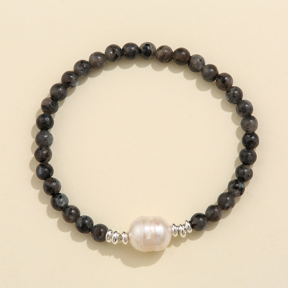 Vintage Style Solid Color Natural Stone Freshwater Pearl Copper Bracelets display picture 8