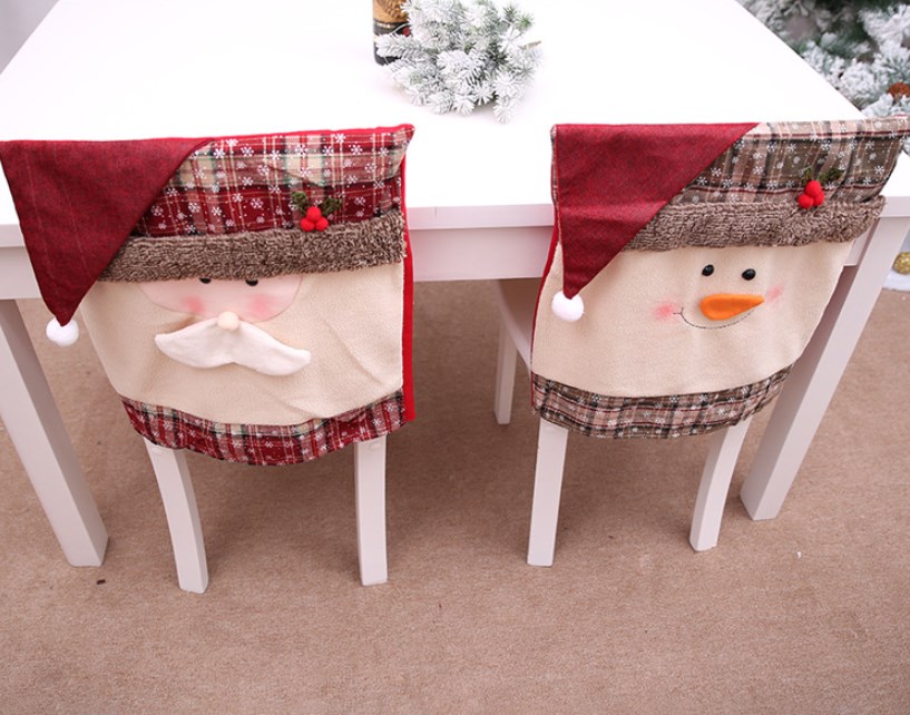 Christmas Cute Santa Claus Snowman Cloth Festival Chair Cover display picture 3