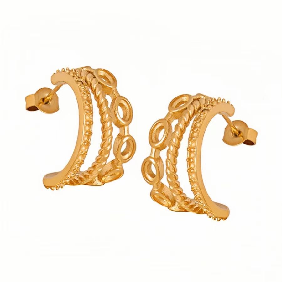 1 Pair Elegant Simple Style Geometric Plating Stainless Steel 18k Gold Plated Earrings display picture 2