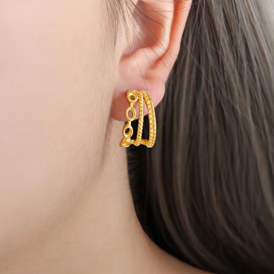 1 Pair Elegant Simple Style Geometric Plating Stainless Steel 18k Gold Plated Earrings display picture 5