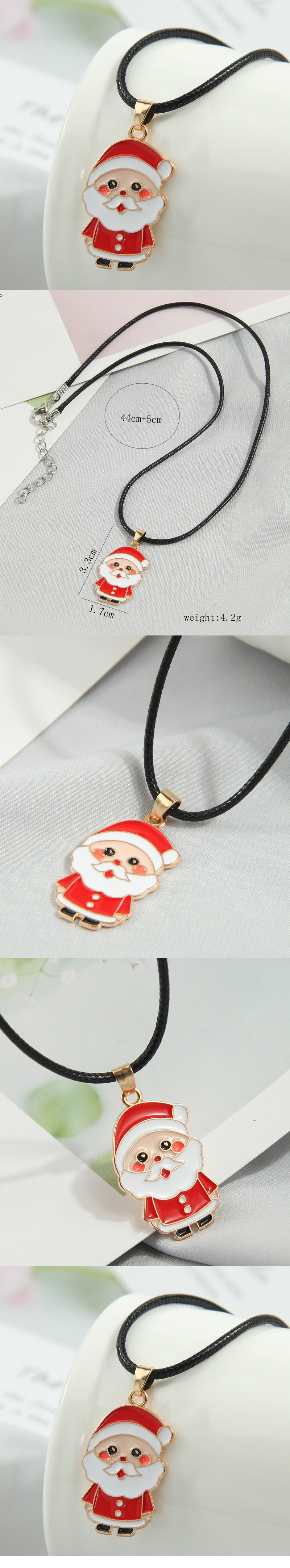 Cute Santa Claus Alloy Wax Rope Enamel Christmas Women's Pendant Necklace display picture 1