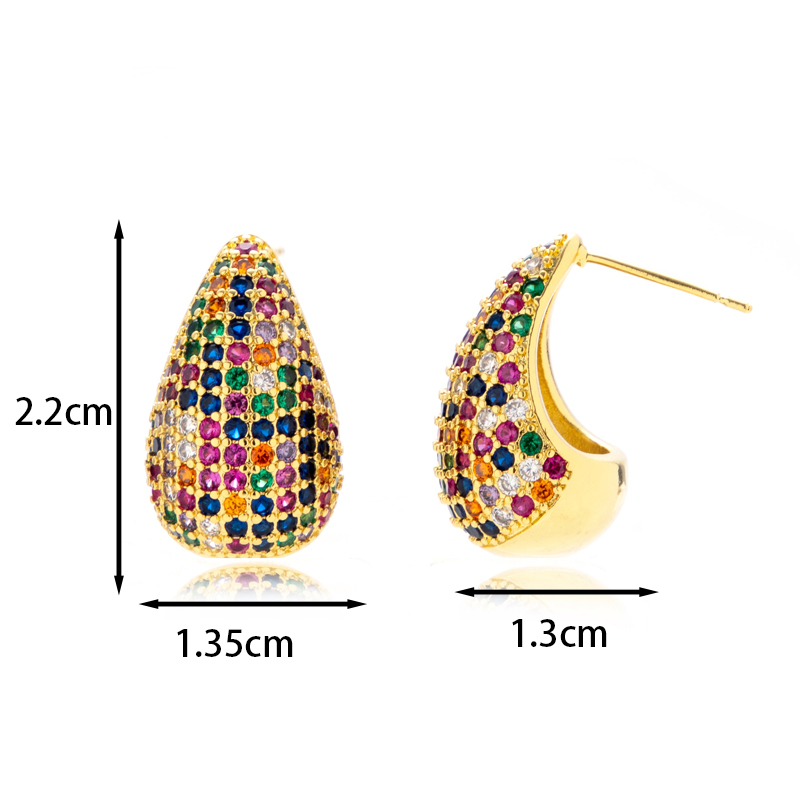 1 Pair Vintage Style French Style Simple Style Water Droplets Inlay Copper Zircon Ear Studs display picture 6