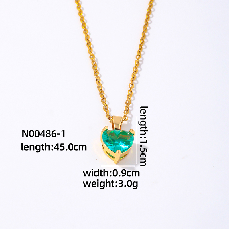 Wholesale Elegant Simple Style Heart Shape 304 Stainless Steel Copper Plating Inlay Gold Plated Zircon Pendant Necklace display picture 10