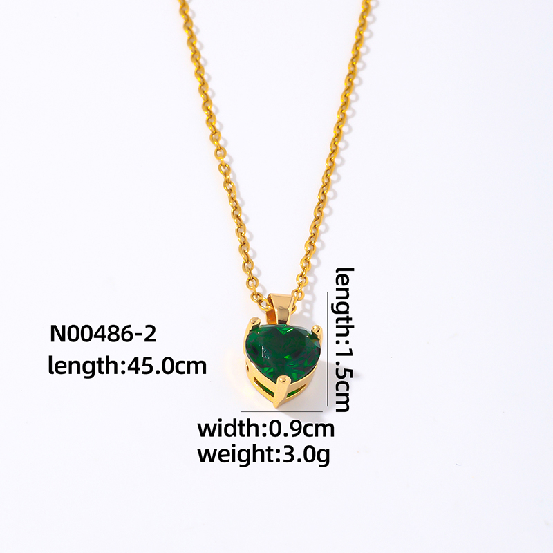 Wholesale Elegant Simple Style Heart Shape 304 Stainless Steel Copper Plating Inlay Gold Plated Zircon Pendant Necklace display picture 3