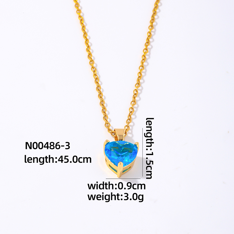 Wholesale Elegant Simple Style Heart Shape 304 Stainless Steel Copper Plating Inlay Gold Plated Zircon Pendant Necklace display picture 9