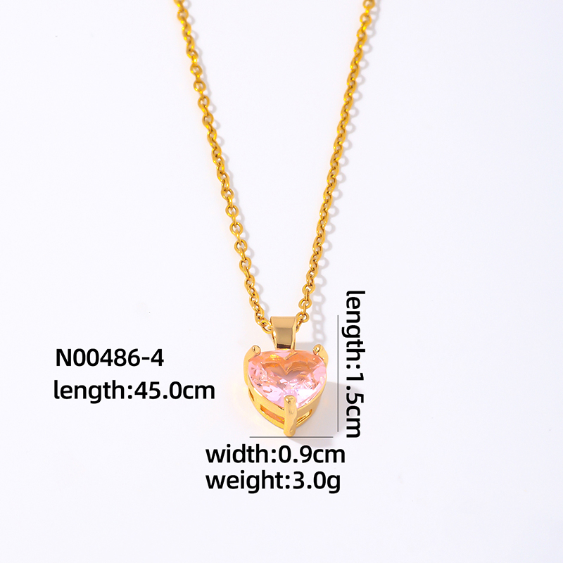 Wholesale Elegant Simple Style Heart Shape 304 Stainless Steel Copper Plating Inlay Gold Plated Zircon Pendant Necklace display picture 11