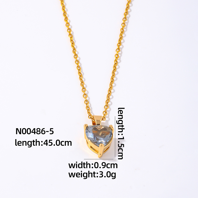 Wholesale Elegant Simple Style Heart Shape 304 Stainless Steel Copper Plating Inlay Gold Plated Zircon Pendant Necklace display picture 14